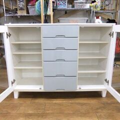 キャビネット 幅120×奥42×高89 食器棚 収納棚 多目的棚 収納家具 札幌市厚別区 厚別店の画像