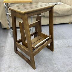 木製 2段 踏み台 引出し付き ステップ 収納式 スツール 折りたたみ ステップチェア 札幌市手稲区の画像