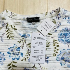 【新品】レディース トップス 花柄 お洒落着 カットソー 8分袖 L 春 秋の画像