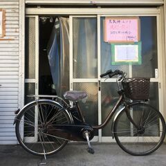 地域限定送料無料　パナソニック　ビビ　DX　8,9AH　子供乗せ　茶　パスウィズ　アシスタ　神戸市　電動自転車の画像