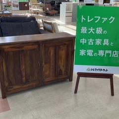 【トレファクマーケット千葉おゆみ野店】ご来店いただける方限定！キャビネット ブラウン 2枚扉/ヴィンテージ調/アジアン家具 木製 のご紹介です！