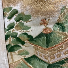 袋帯 金色 銀色　塔、寺、山、雲模様　上質　刺繍　骨董品　コレクションの画像