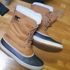 程度良 SOREL スノーブーツ 1964 PACナイロン 男性用 26.5cm 箱付き キャメル/茶/黒 NM3487-224 メンズ USEDの画像