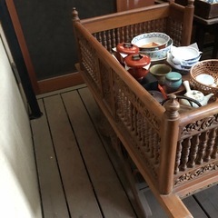 【値下げ！】7月中希望 アジアン家具 Antique Carved Teakwood Benchの画像