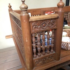【値下げ！】7月中希望 アジアン家具 Antique Carved Teakwood Benchの画像