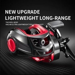 【022】新品1点 高速BRブラック＆レッド ベイトキャスティングリール（左手巻き）の画像