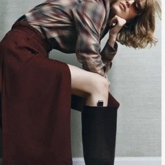 ロングブーツ　ニーハイブーツ 美品　フラットブーツ ZARA レザー ロングブーツ 24cm 箱付きの画像