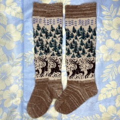 ロシア民芸品　鹿と木の模様 レッグウォーマー③