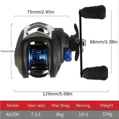 ㉔【新品】ブルーメタルスプールベイトキャスティングリール（左手巻き）の画像