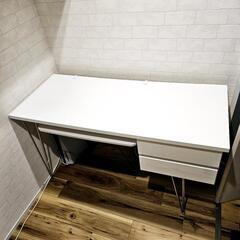 パソコンデスク 120cm デスク 机 おしゃれ 収納 PCデスク ワークデスク 白 テレワーク 在宅勤務 木製 120 奥行50cm 北欧 シンプル ホワイト 勉強机 大人 学習机 120cm幅 引き出しの画像