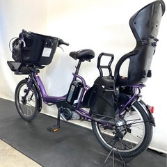 1都4県全域送料無料　業界最長1年保証 電動アシスト自転車　ヤマハ　パスキッス　20インチ 子供乗せ　紫色　g1224の画像