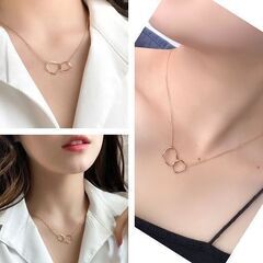 オーバル/ダブルリングゴールドネックレス（新品）の画像