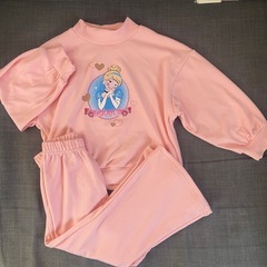 新品未使用シンデレラ プリント 女の子ピンク トレーナーセット1...