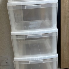 5段引き出し収納キャスター付キッチンチェスト 白/クリア
