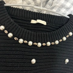 GU パール ニット セーター ブラック Sの画像