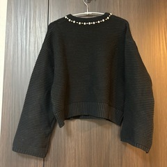 GU パール ニット セーター ブラック Sの画像