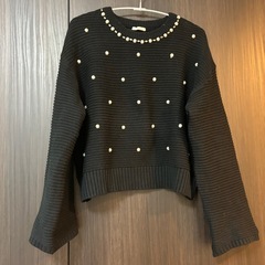 GU パール ニット セーター ブラック Sの画像