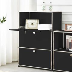【引取限定！早い人優先！】新品未使用！USMハラー サイドボード リプロダクト 北欧 3段 鍵付き サイドボード 幅77cm 国内在庫 モジュール 家具 完成品 ハラーキャビネット チェスト リビング 収納 モダン HL-04BKの画像