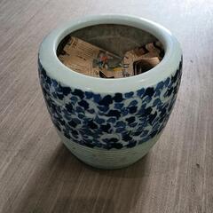 益子焼火鉢 炭箸付き 骨董品 陶器 ヘラ付き