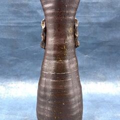 【R184】備前焼/耳付き花瓶/花器/花入/箱入り/アンティーク/備前/焼き物/陶器/骨董/花瓶/耳付/の画像