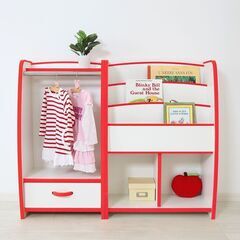 【新品】ハンガーラック フチカラー:ピンク 日本製 幅48cm×奥行30cm×高さ90cm 子供家具 完成品の画像