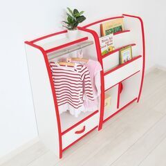 【新品】ハンガーラック フチカラー:ピンク 日本製 幅48cm×奥行30cm×高さ90cm 子供家具 完成品の画像