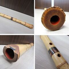 現状品 尺八 銘 晴邦 補修跡あり 全長 約54.5cm 収納袋付き 楽器 縦笛 中古 苫小牧西店の画像