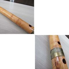 現状品 木管尺八 全長 約48.5cm 収納袋付き 楽器 縦笛 中古 苫小牧西店の画像