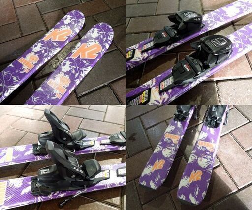 K2 112cm ジュニアスキー LUVBUG マーカー調整ビンディグ付き板 パープル LEKIポールセット 2022-2023モデル