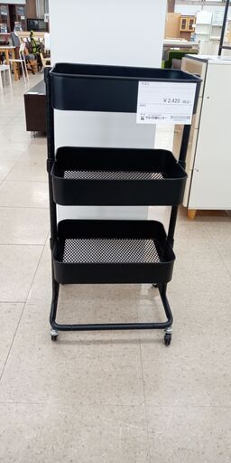 ★ジモティ割あり★  ワゴン 黒 H89.5×D29×W45 クリーニング済み TJ10354