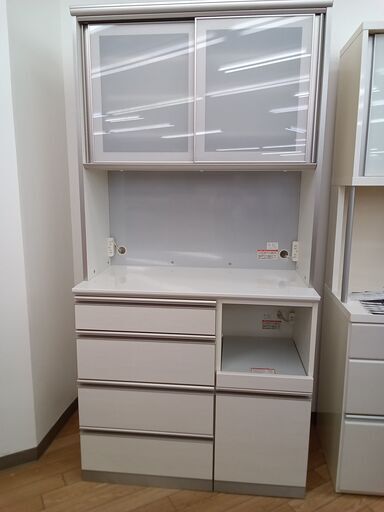 ★ジモティ割あり★ 綾野製作所 食器棚 ホワイト H202×D50×W100 クリーニング済み TK3865