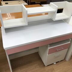 ★ジモティ割あり★  学習机 ホワイト/ピンク H102×W10...