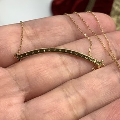 K18 Tスマイル　ダイヤ　ネックレス　1.8g 0.3ct 約40cmの画像