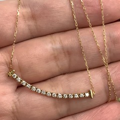 K18 Tスマイル　ダイヤ　ネックレス　1.8g 0.3ct 約40cmの画像