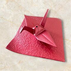 【貴重】岩鋳 南部鉄器 折り鶴 香立て (赤) 新品 2の画像