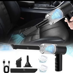 【吸い込み＆吹き飛ばし両用】ハンディクリーナー 車用掃除機 強力吸引 真空率3000PA コードレス 小型掃除機 Type-C充電式 ハンドクリーナー 卓上掃除/車用/ブラックの画像
