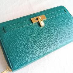 傳濱野 ミーティアウォレット 長財布 グリーン 美品の画像