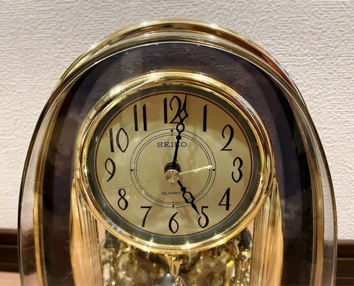動作確認済】SEIKO QUARTZ クオーツクロック 回転飾りつき