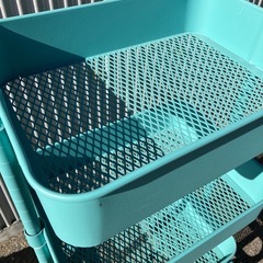 収納ワゴン 収納ラック　キッチンワゴン デスクサイドワゴン バスケットワゴン 作業ワゴン スチールワゴン オムツ収納 収納ワゴン ターコイズブルー の画像