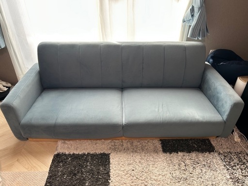 ニトリ 3人掛け布張りソファー ブルー