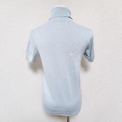 ディーケーエヌワイ タートルネック半袖ニット パステルブルー 綿ウール混 S レディースの画像