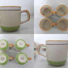ASAKE コーヒーカップ＆ソーサー4客+ソーサー1枚 STONE WARE 貫入 食器 ☆ 札幌市 北区 屯田 の画像