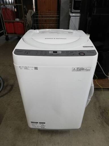 【24122506】全自動電気洗濯機　シャープ　ES-GE6B-W　2018年製　6㎏【引取限定】