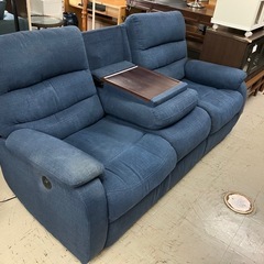 O2412-809 3人掛け電動リクライニングソファ ネイビー 年式表記無し 動作確認済み 汚れ有りの画像