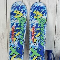 お引取り限定 KAZAMA カザマ ジュニアカービングスキー4点セット 板106cm ブーツ20cmの画像