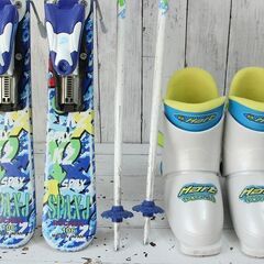 お引取り限定 KAZAMA カザマ ジュニアカービングスキー4点セット 板106cm ブーツ20cmの画像