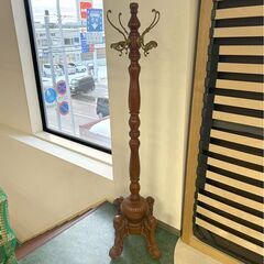 イタリア家具 ポールハンガー コートハンガー ブラウン×ゴールド W41×H176×D41cm ウッド×真鍮 札幌 東区 店頭引取歓迎