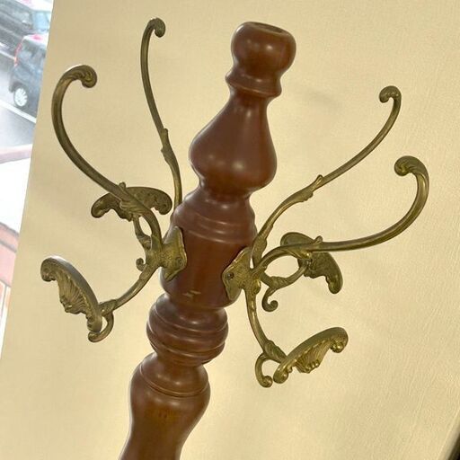 イタリア家具 ポールハンガー コートハンガー ブラウン×ゴールド W41