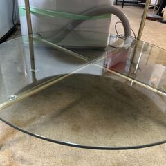 Y1006　Walker Edison　大理石風テーブル　下段ガラス製　送料B　札幌　リサイクルれお　すすきの店の画像