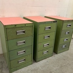 【ビンテージ❣️サカエ キャビネット3個セット🍋‍🟩】ツールボックス　スチール製　工具棚　昭和レトロ 家具 収納家具 キャビネットの画像